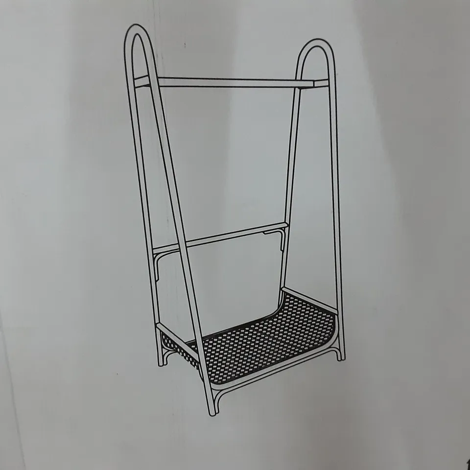 BOXED CANE CLOTHES RAIL IN NATURAL - H158 X W83 X D54CM