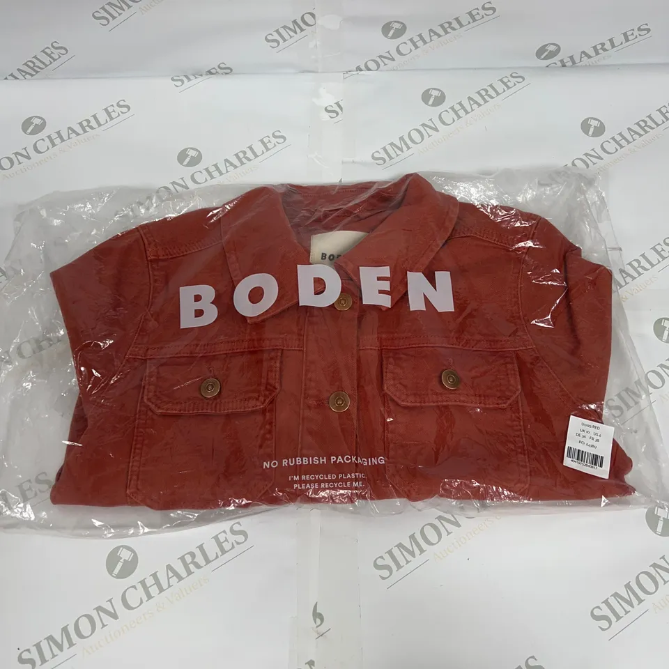 BODEN DENIM OVERSHIRT IN RED SIZE 10