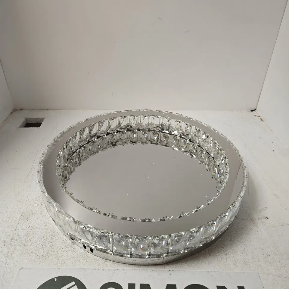 CRYSTAL RING CEILING LIGHT FITTING WITH MIRRORED CENTRE