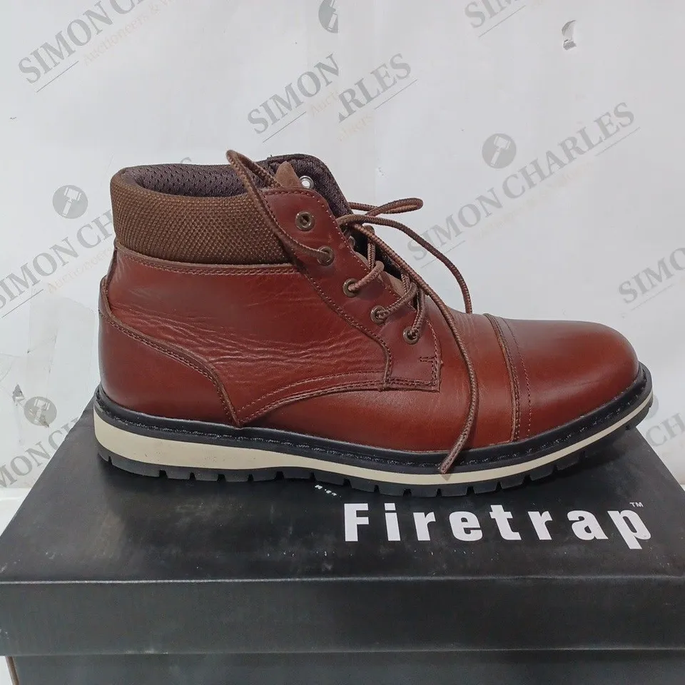 BOXED PAIR OF FIRETRAP AUBIN SHOES IN CAMEL COLOUR UK SIZE 8