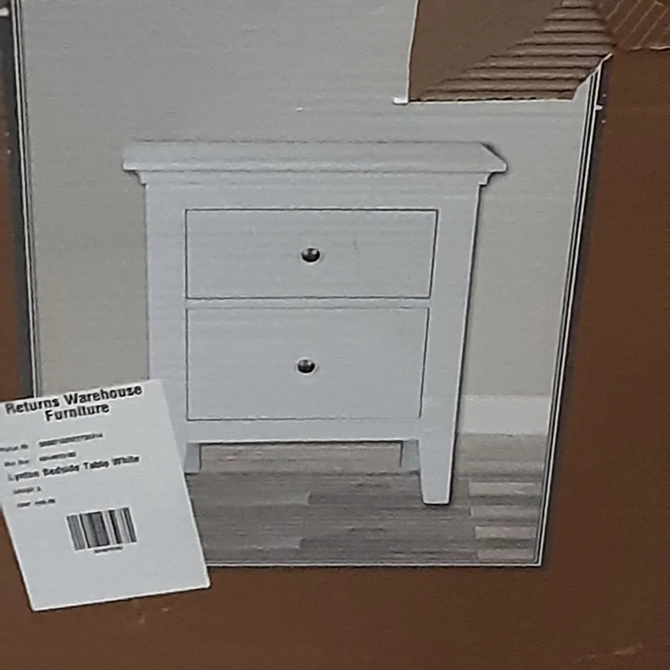BOXED LYNTON BEDSIDE TABLE IN WHITE 