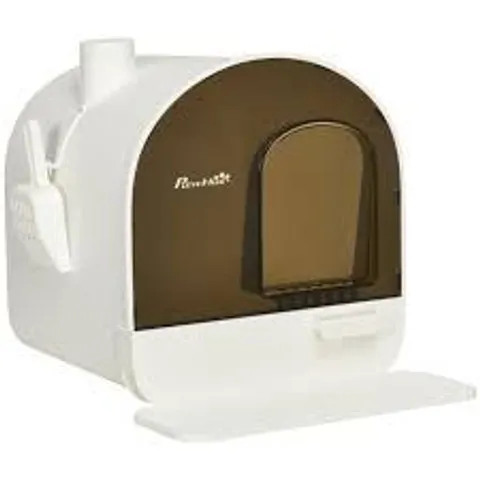 BOXED PAWHUT HOODED CAT LITTER BOX, KITTEN LITTER TRAY, WITH LID, SCOOP, FILTER, FLAP DOOR