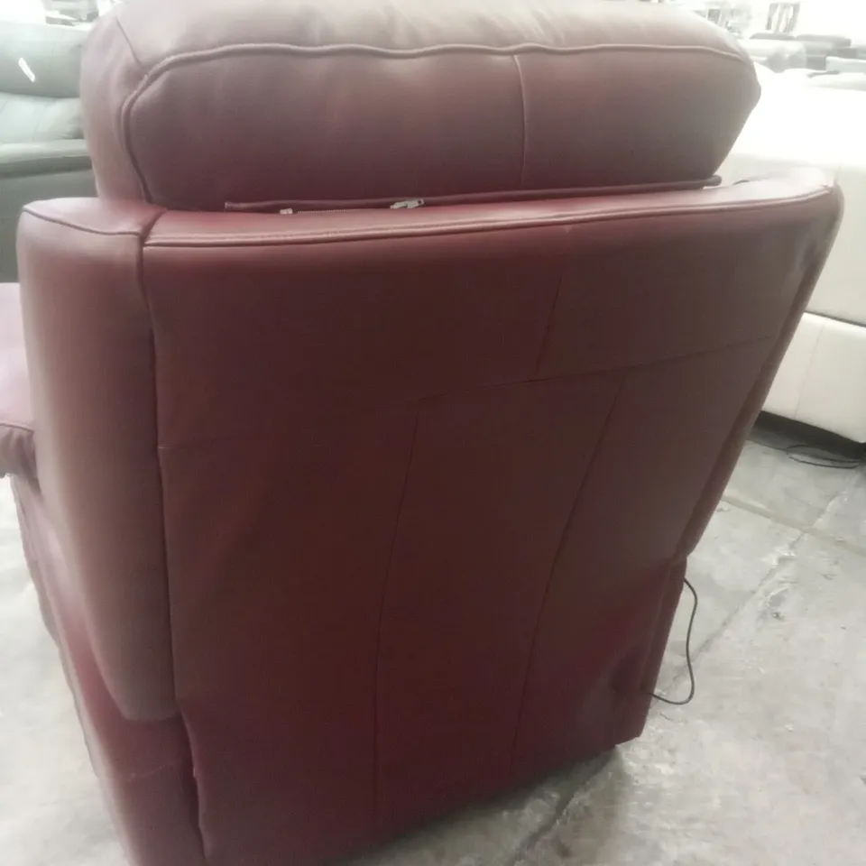 DESIGNER G PLAN MADE KINGSBURY LARGE DUAL ELEVATE CHAIR - CAPRI CLARET LEATHER 