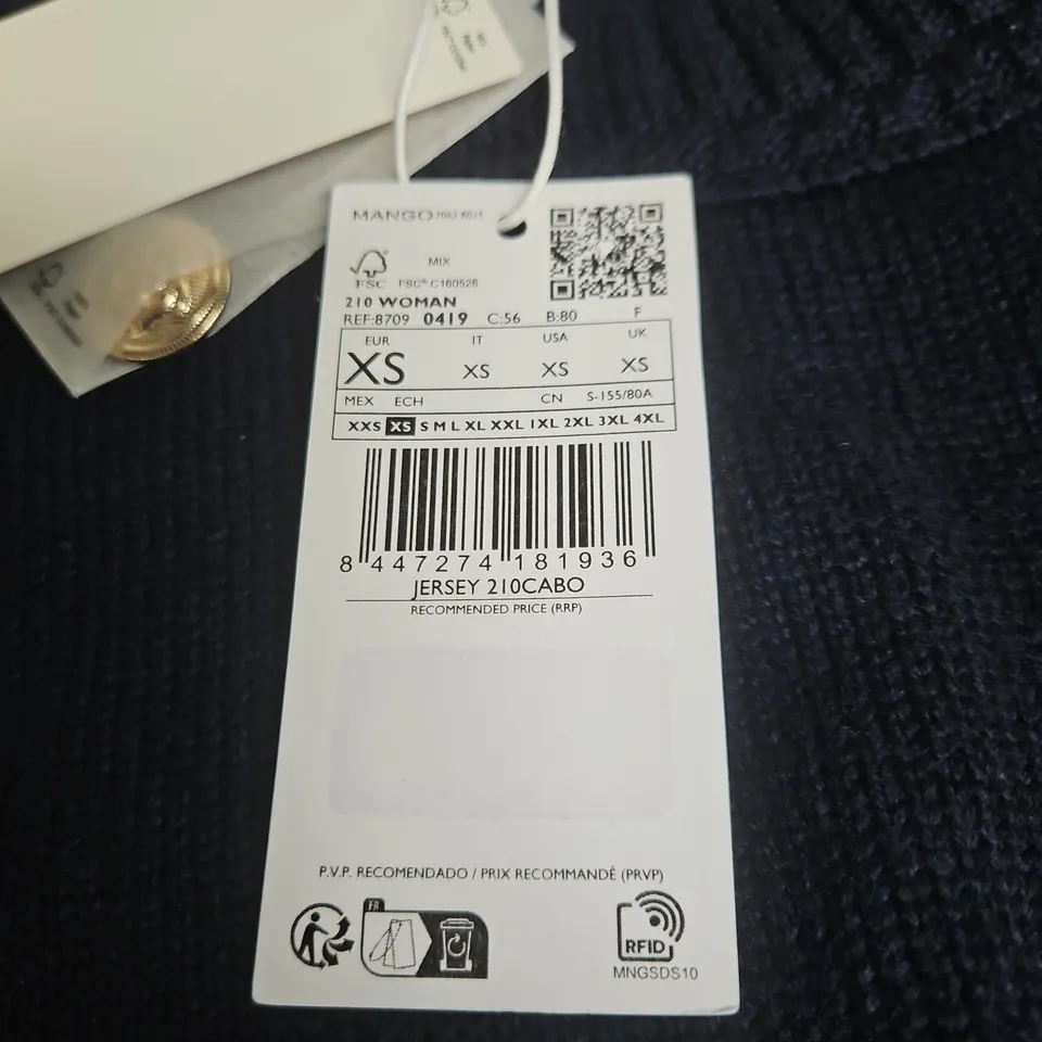 MANGO BLUE XS JUMPER WITH LAPEL BUTTONS WITH TAGS