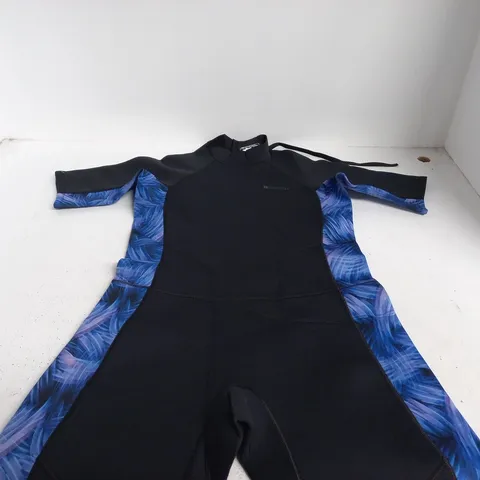 MOUNTAIN WAREHOUSE WOMEN'S SHORTY WETSUIT β PRINTED BLACK WITH BLUE PANELS, UK 16-18