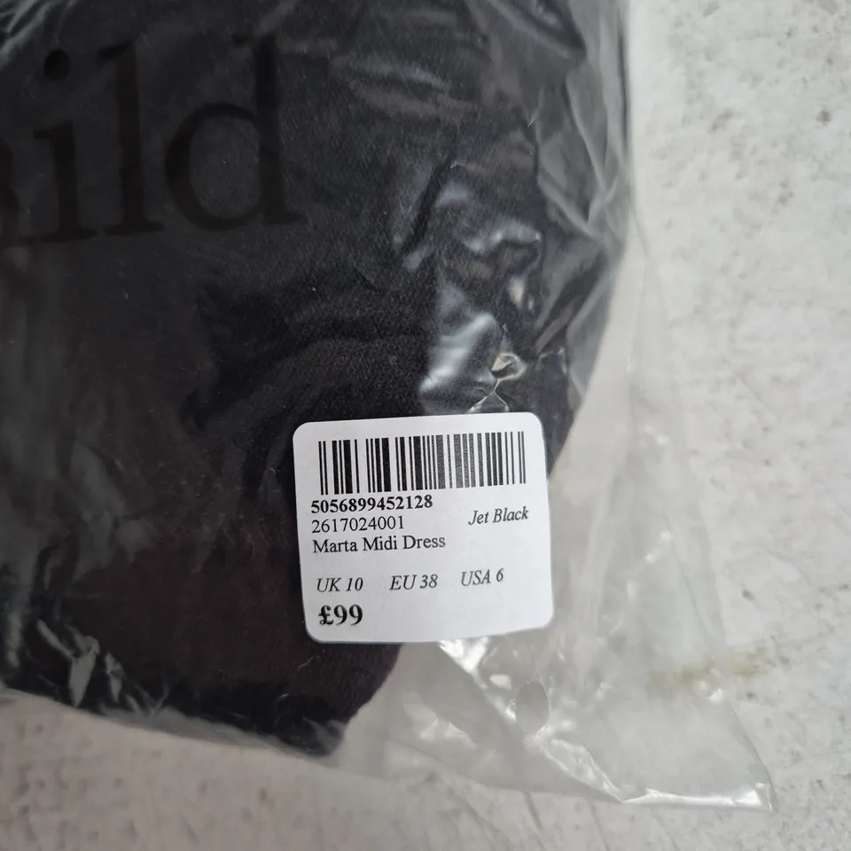 BAGGED NOBODYS CHILD MARTA MIDI DRESS IN BLACK - UK 10