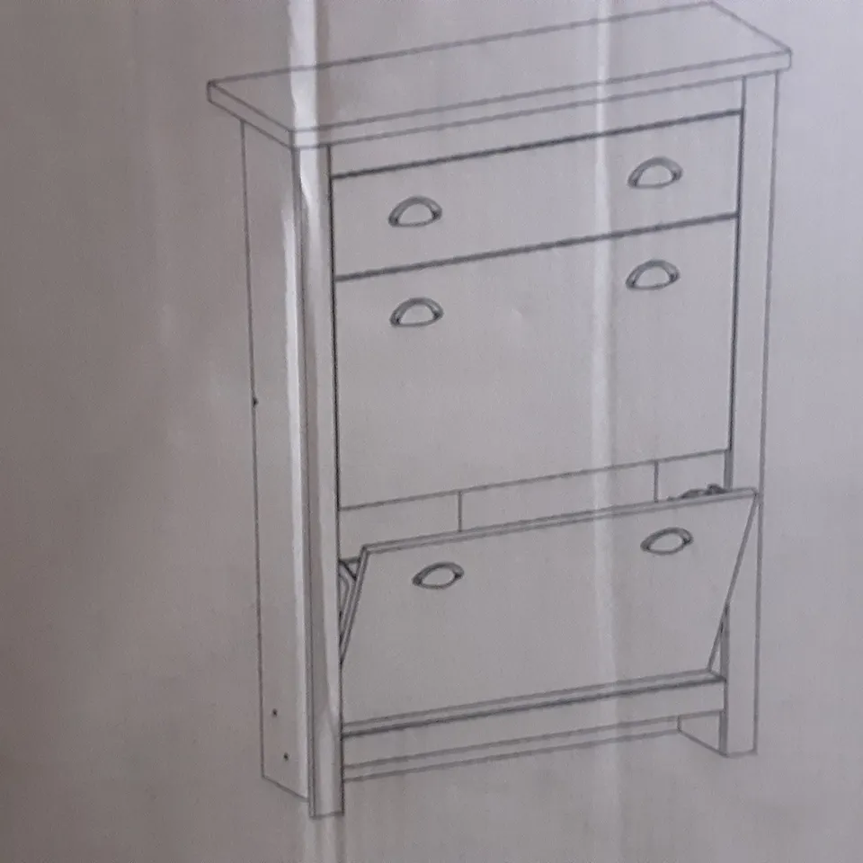 BOXED LANCASTER 2 DOOR 1 DRAWER SHOE CABINET IN GREY 