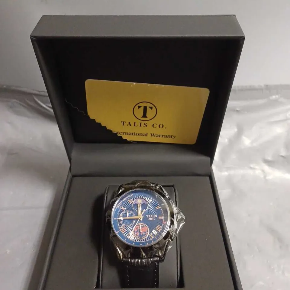 TALIS CO 7120 CHRONOGRAPH WATCH – MOON PHASE MOVEMENT – GENUINE LEATHER STRAP 