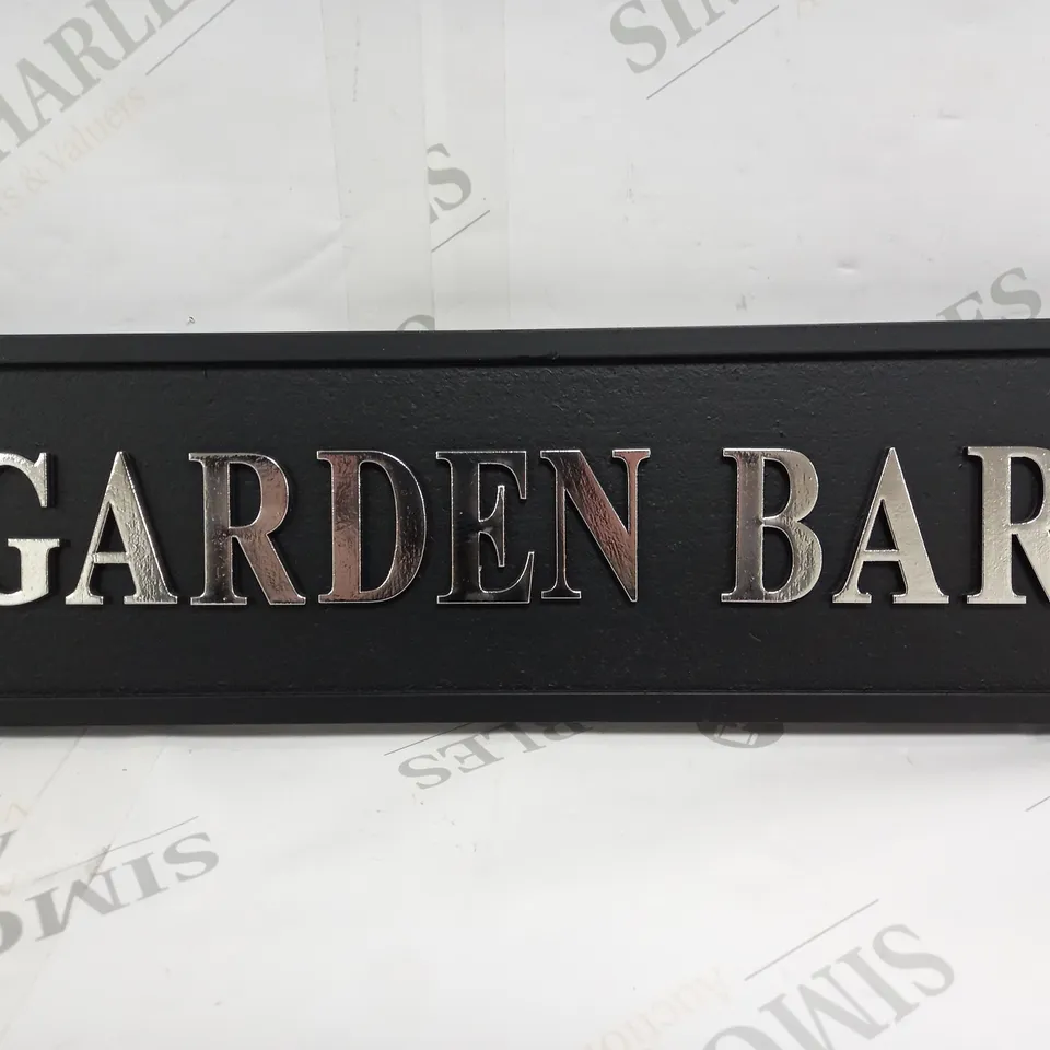 BLACK AND SILVER GARDEN BAR SIGN 