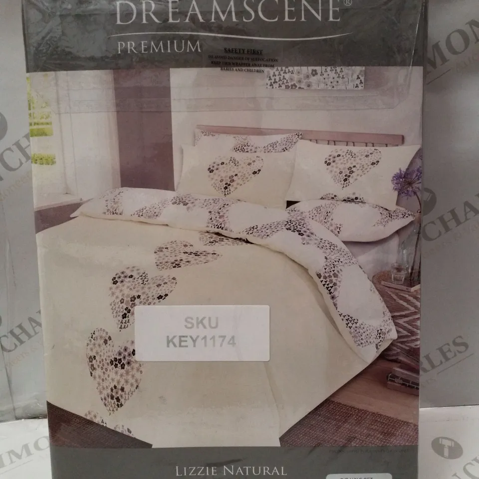 BRAND NEW DREAMSCENE PREMIUM DOUBLE 198×198CM DUVET SET - LIZZIE NATURAL 