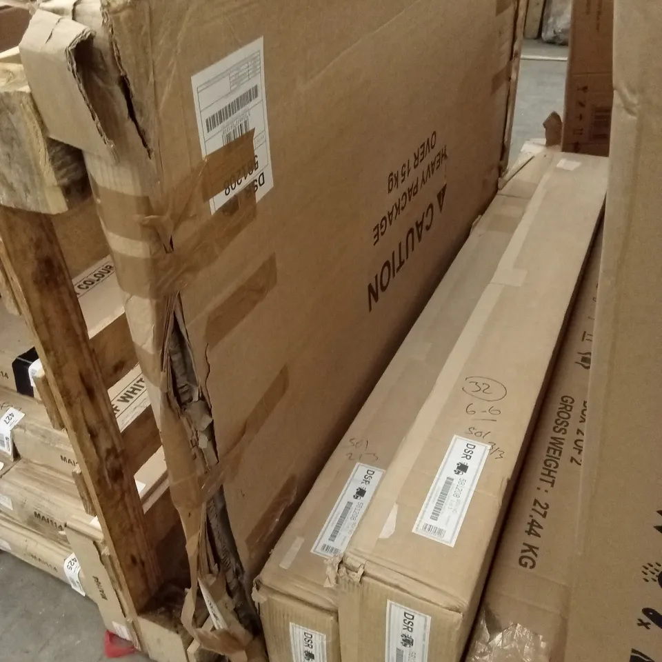 BOXED DESIGNER BED FRAME // SIZE UNSPECIFIED (3 BOXES)