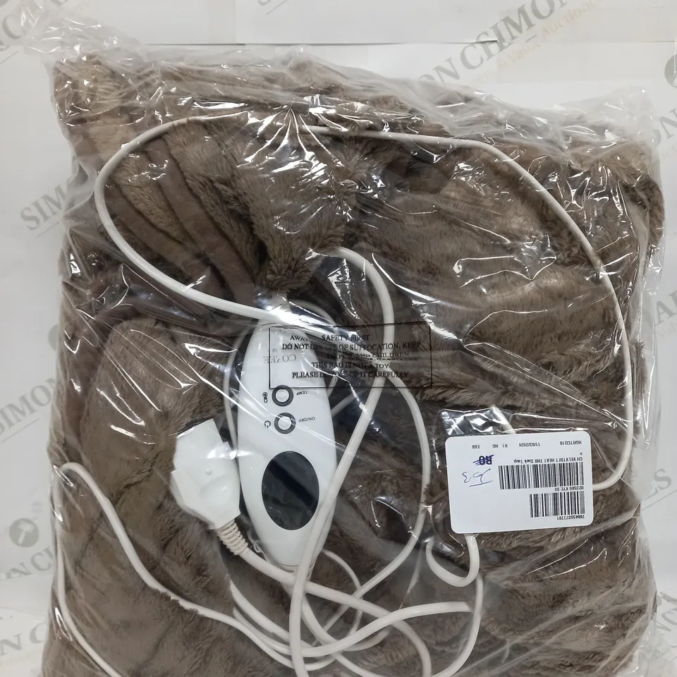 BOXED COZEE HOME VELVETSOFT HEATED THROW IN DARK TAUPE