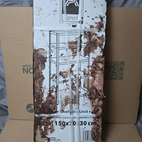 BOXED 5 TIER ASPECT SHELVING UNIT – METAL FRAME, 150 X 30 CM