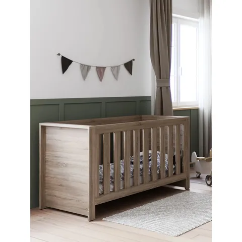 BOXED LITTLE ACORNS ELLESMERE COT BED (EXC. UNDERBED DRAW - GREY ASH - 140×70CM