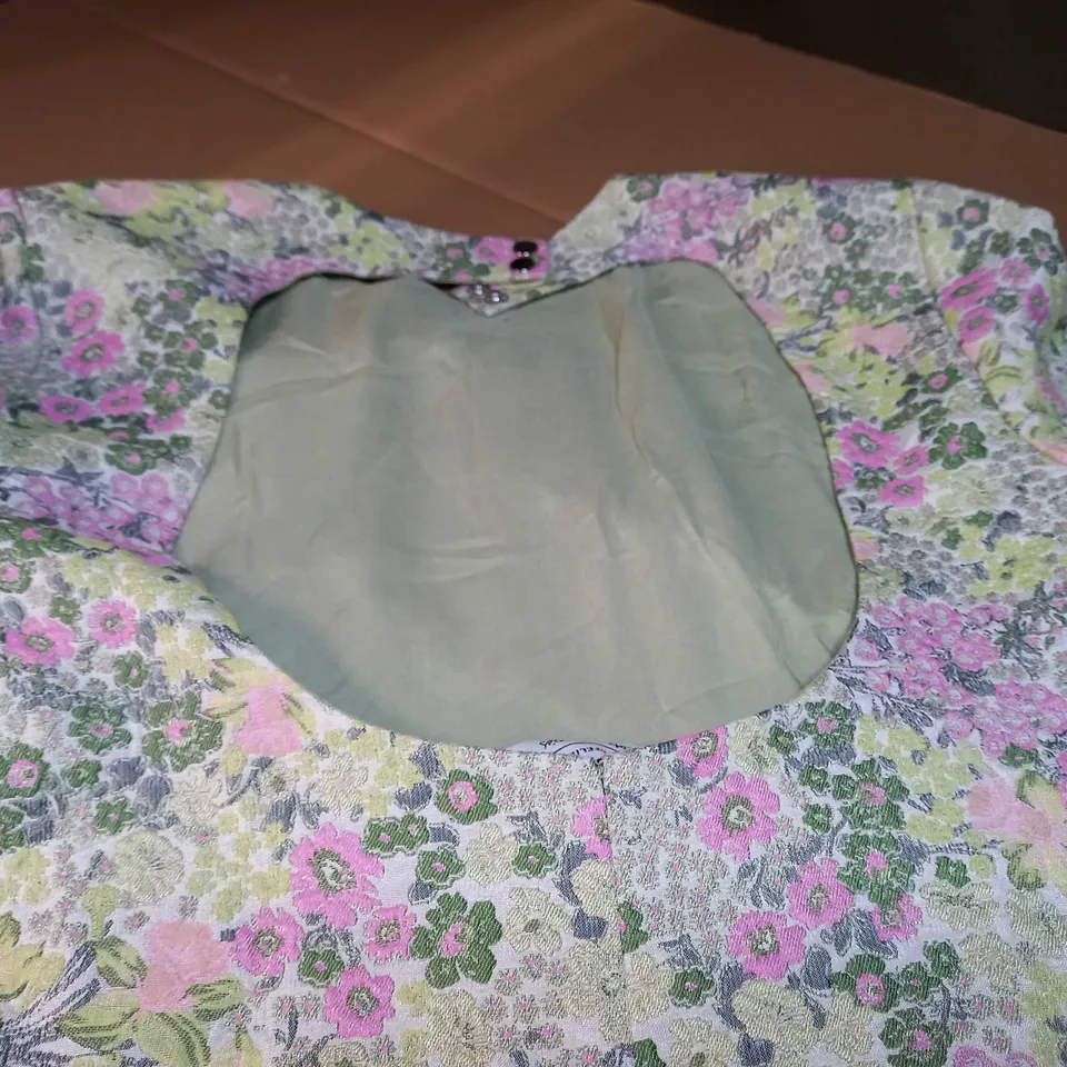 &OTHER STORIES PINK/GREEN TEXTURED MIDI DRESS - SIZE 10