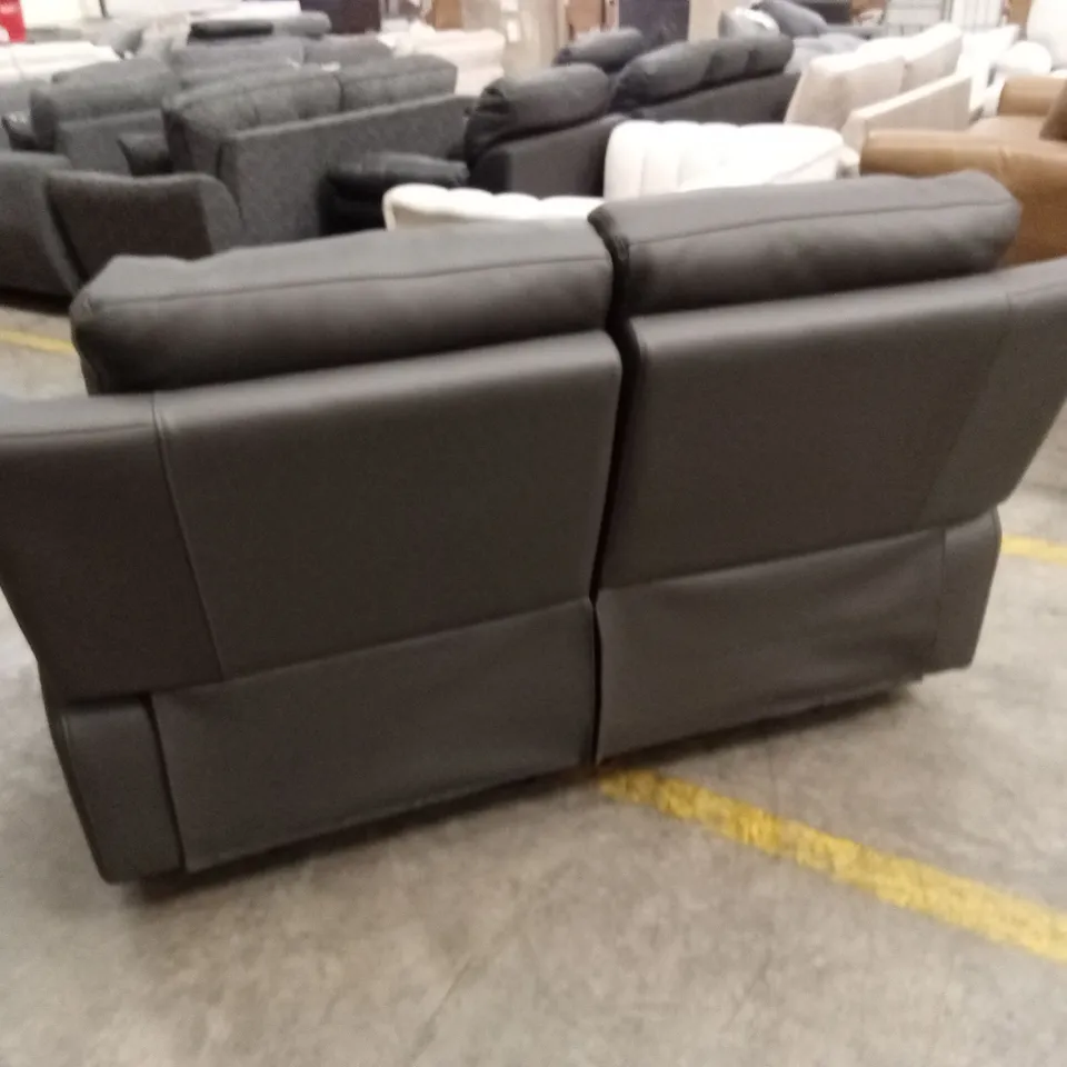 EDISON 2 SEATER LUXURY FAUX LEATHER MANUAL RECLINER SOFA - CHARCOAL RRP £649