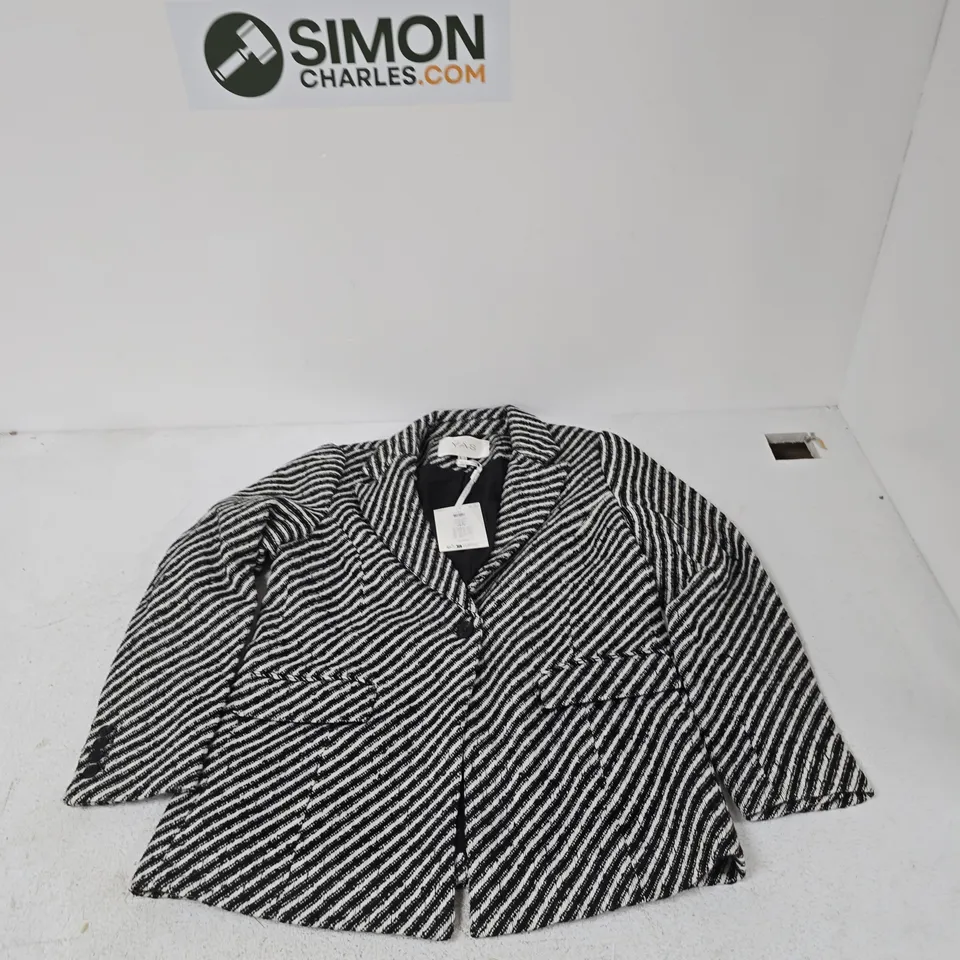 Y.A.S STRIPED BLAZER – WOMEN'S, SIZE M (EU) – BLACK & WHITE
