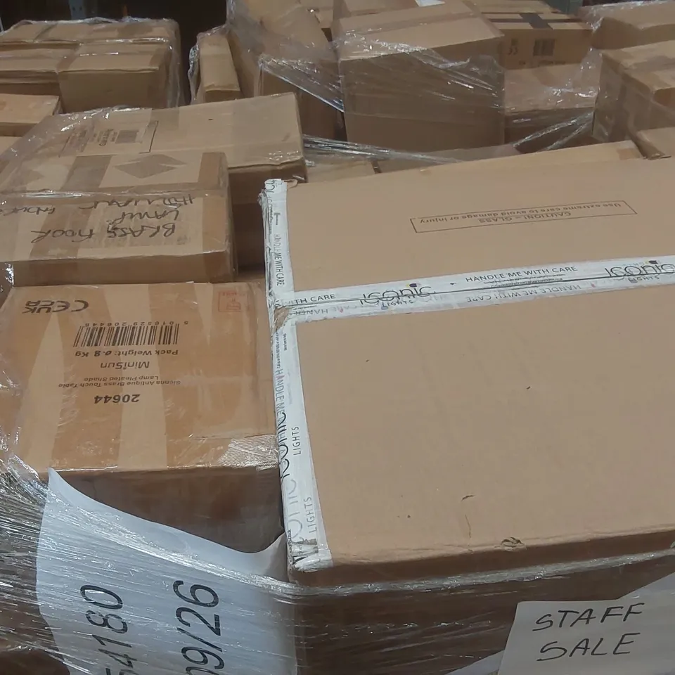 PALLET CONTAINING A VERY LARGE QUANTITY OF ASSORTED DESIGNER LIGHTING PRODUCTS