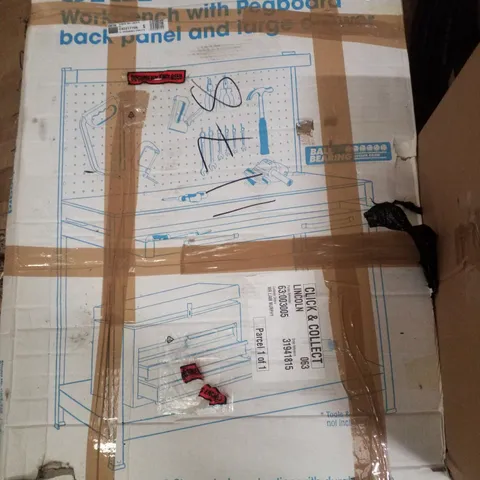 BOXED CLARKE CWB-R1B WORKBENCH WITH PEGBOARD BACK PANEL