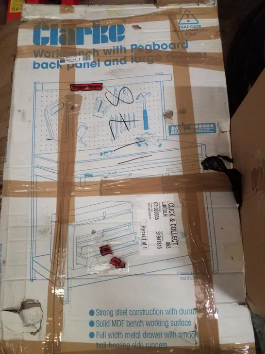 Lot 598: BOXED CLARKE CWB-R1B WORKBENCH WITH PEGBOARD BACK PANEL ...