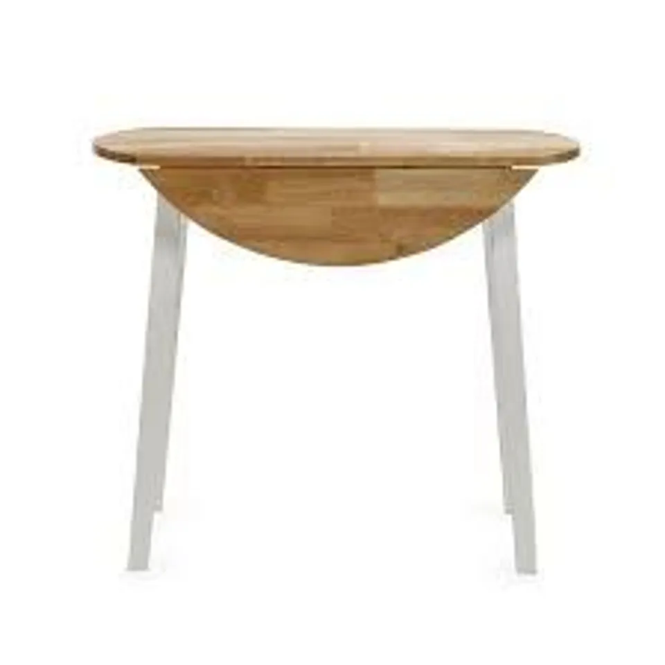 BOXED JULIAN BOWEN LINWOOD ROUND DROP LEAF TABLE - NATURAL/ WHITE (1 BOX)