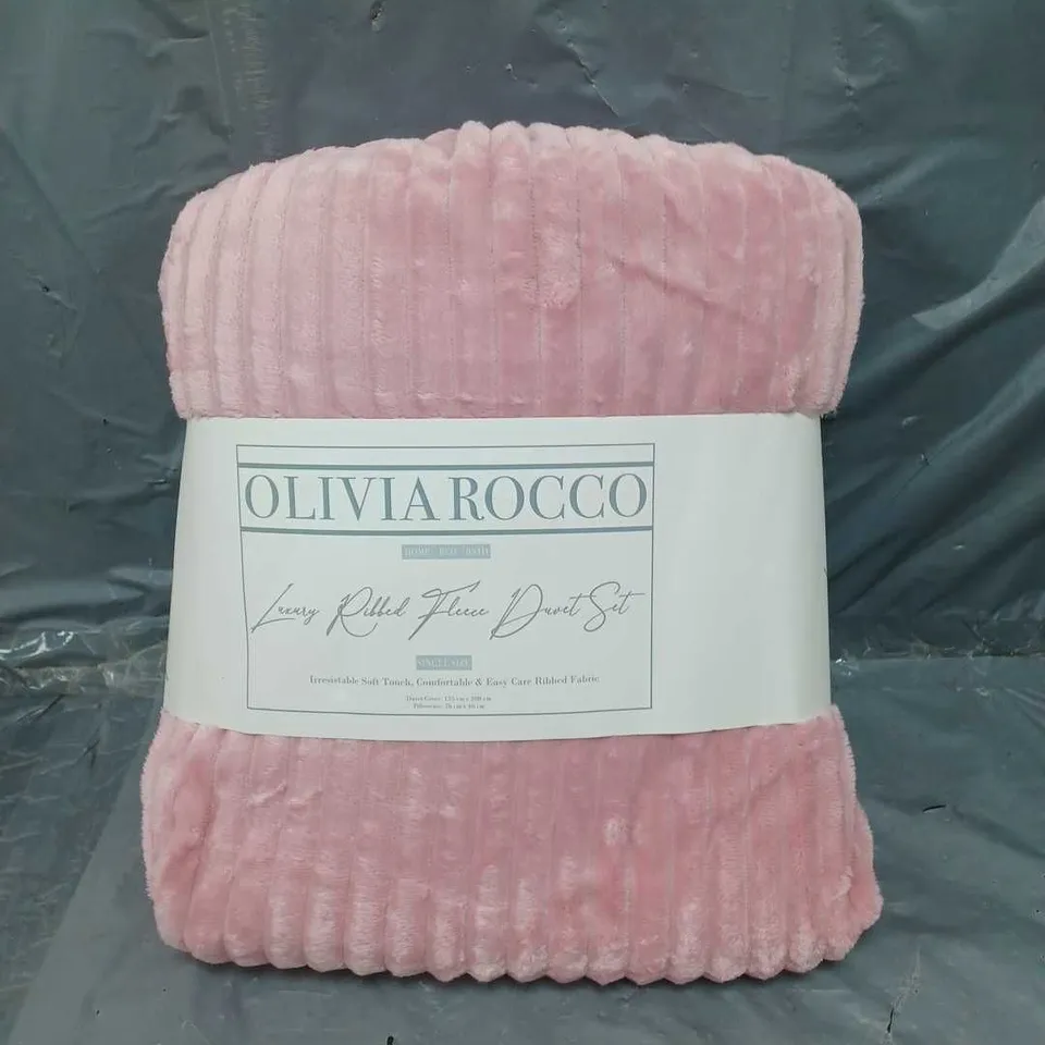 OLIVIA ROCCO LUXURY RIBBED FLEECE DUVET SET SINGLE 