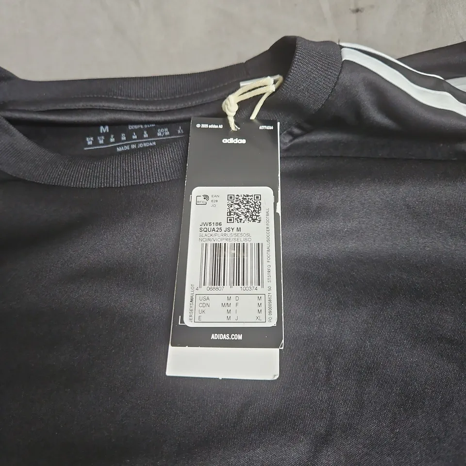 ADIDAS MEN'S BLACK JERSEY SHIRT UK M – PURPLE SLEEVE ACCENTS, AEROREADY