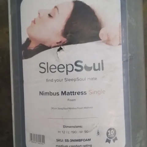 QUALITY BAGGED AND ROLLED SLEEPSOUL NIMBUS SINGLE MATTRESS