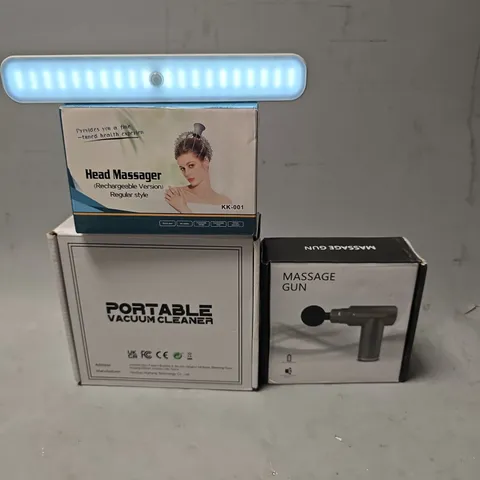 APPROXIMATELY 5 ASSORTED ITEMS TO INCLUDE - MASSAGE GUN , PORTABLE VACUUM CLEANER ETC
