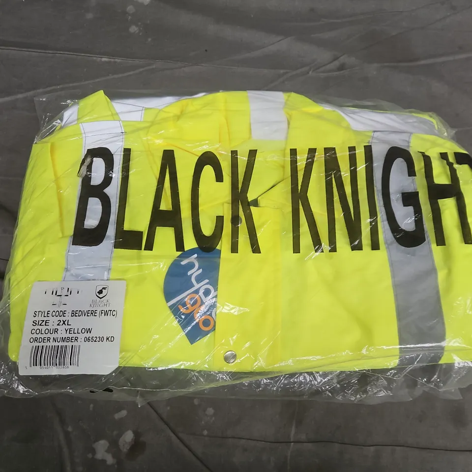 BAGGED BLACK KNIGHT BEDIVERE FOUL WEATHER HIGH VISIBILITY WARNING JACKET IN YELLOW - 2XL
