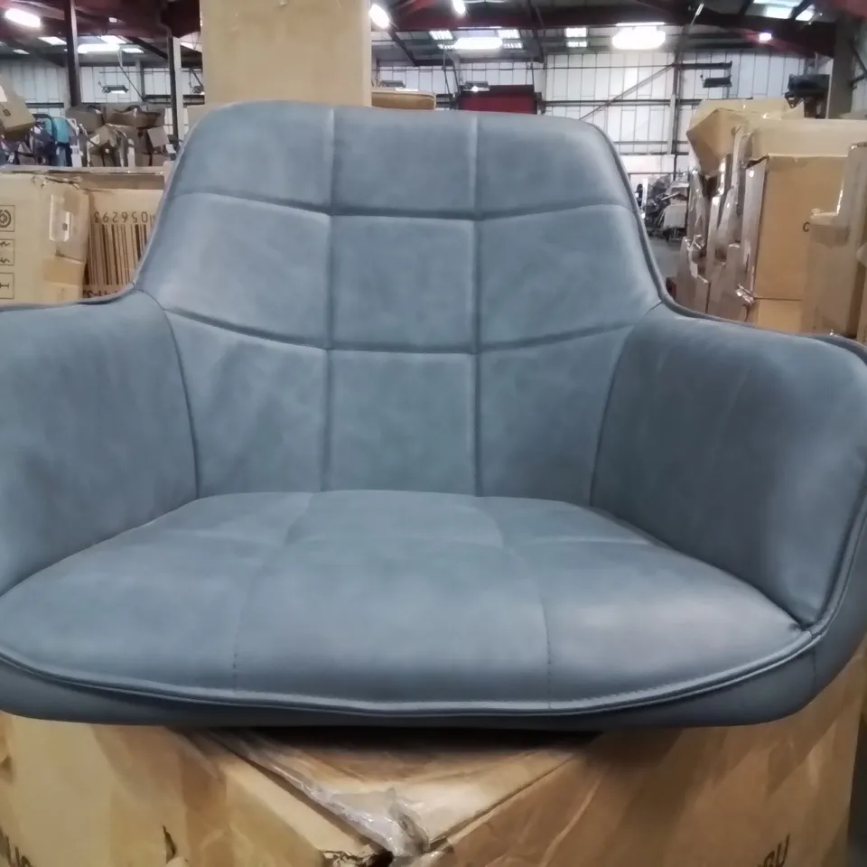 BOXED DANYL SET OF TWO GREY PU LEATHER DINING CHAIRS (1 BOX)