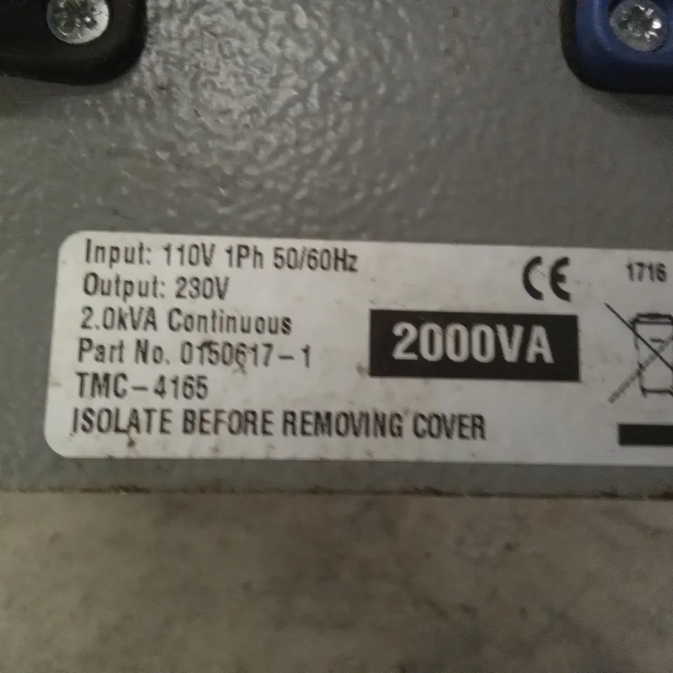 2KVA 110V TO 240V STEP UP TRANSFORMER