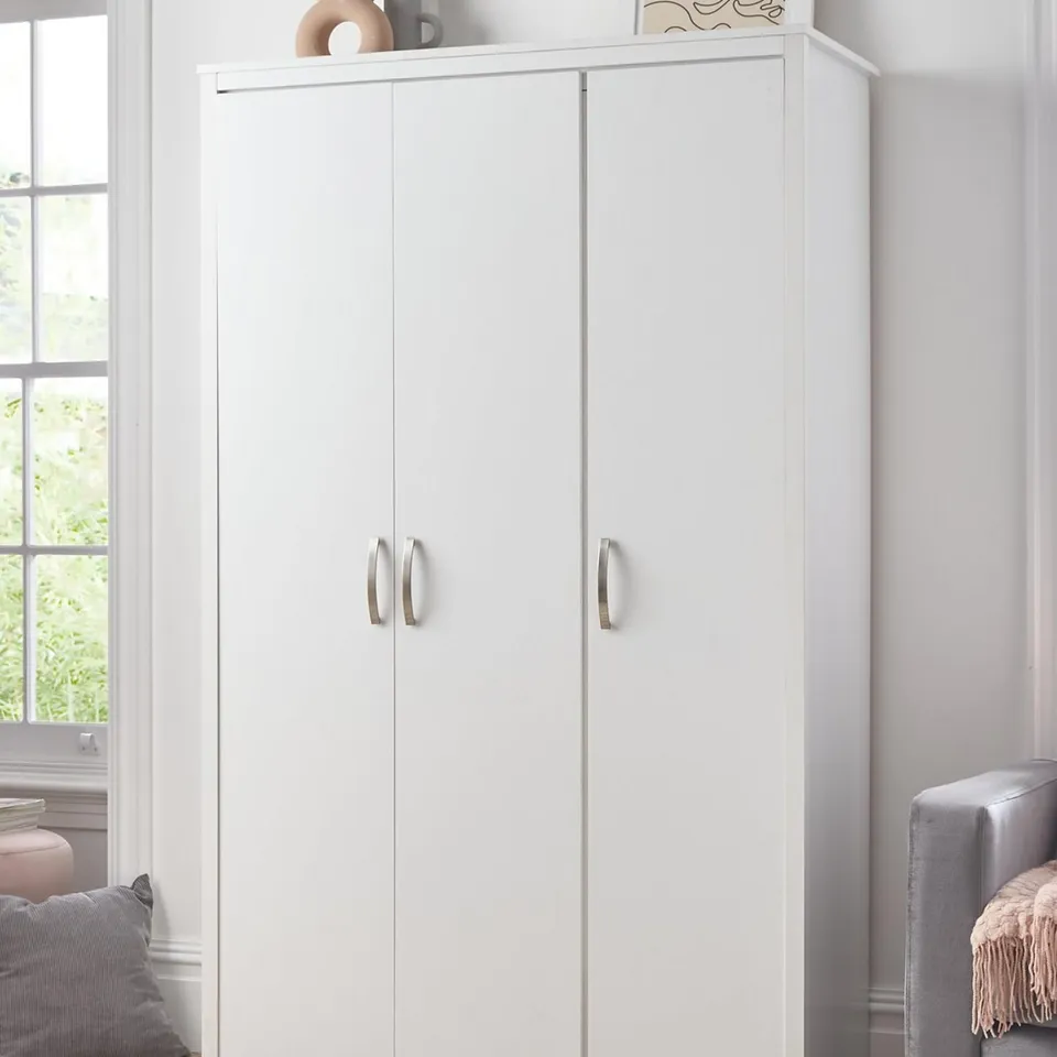 BOXED ELY 3 DOOR WARDROBE - WHITE (2 BOXES)