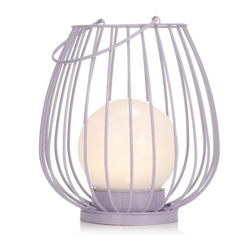 GARDEN STORIES SORBET COLLECTION 20CM SOLAR METAL LANTERN WITH GLOBE LIGHT IN PURPLE