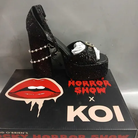 BOXED KOI X ROCKY HORROR SHOW FRASNK N FURTER CHERM HEELS BLACK SIZE 6
