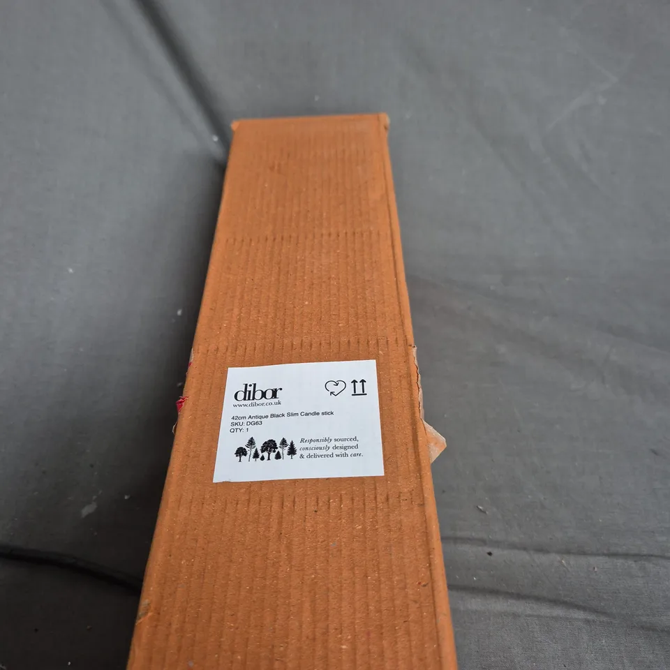 PAIR OF DIBOR 42CM ANTIQUE BLACK SLIM CANDLESTICKS