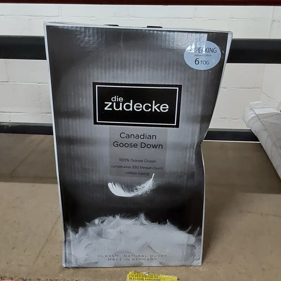 BOXED DIE ZUDECKE 100% CANADIAN GOOSE DOWN DUVET- 6 TOG // SIZE: SUPERKING 