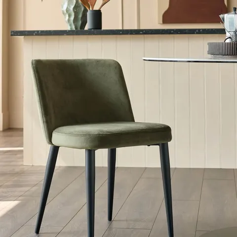 BOXED SET OF 2 DANETTI TRINNY OLIVE GREEN VELVET DINING CHAIRS
