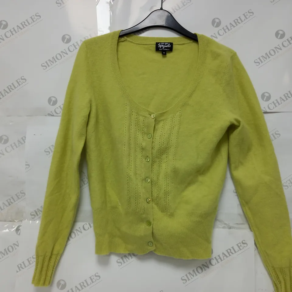 PER UNA CASHMERE CARDIGAN IN LIME - SIZE 12