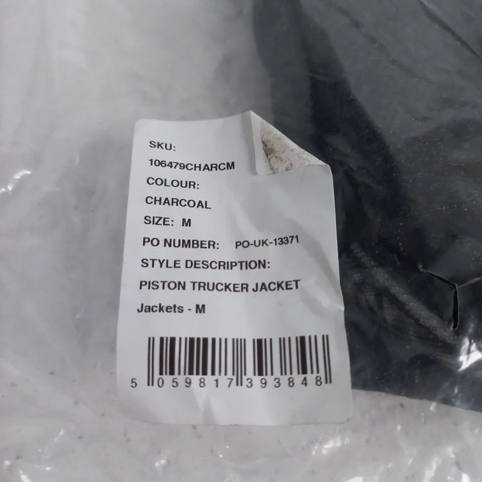 BAGGED BELSTAF PISTON TRUCKER JACKET IN CHARCOAL - M
