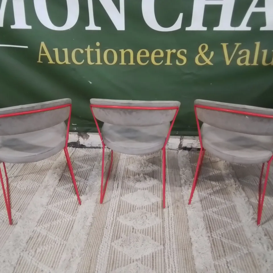 SET OF THREE ITALIAN MADE CALLIGARIS NEW YORK CHAIRS GREY/RED RRP £942