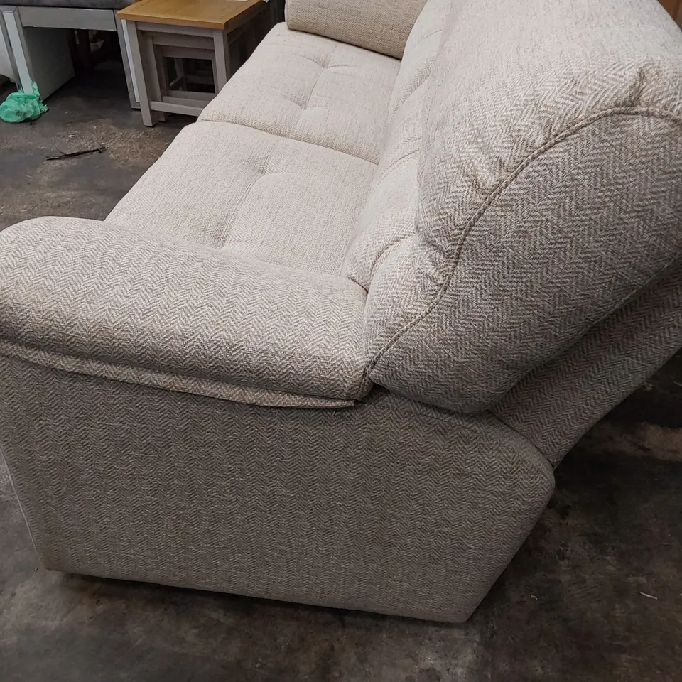 QUALITY BRITISH DESIGNER G PLAN STRATFORD THREE SEATER SOFA CHEVRON SANDSTORM FABRIC 