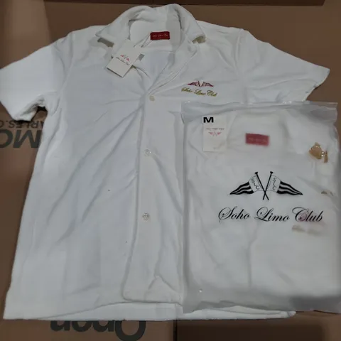 LOT OF APPROXIMATELY 28 BAGGED SOHO LIMO BOYZ BUTTON THROUGH WHITE SHIRTS - L