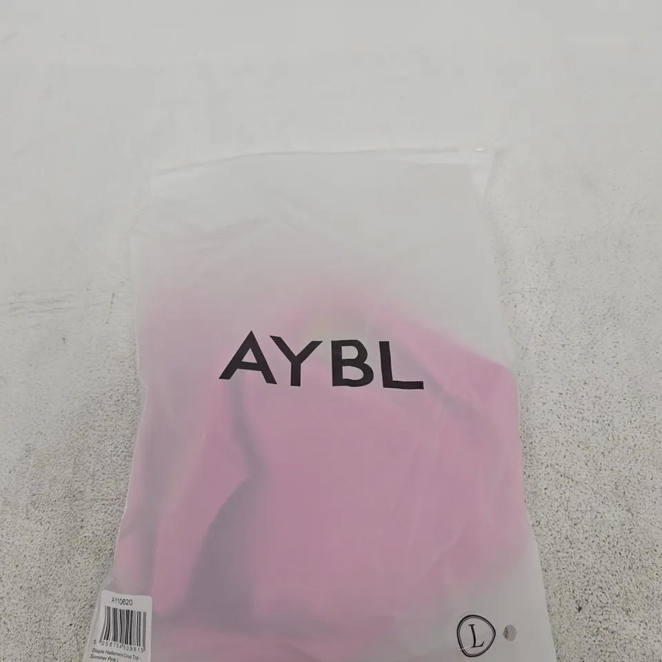 BAGGED AYBL STAPLE HALTERNECK CROP TOP - SUMMER PINK - LARGE