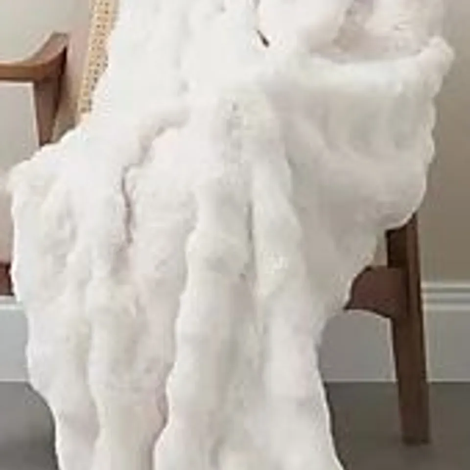 COZEE HOME GIFTABLE TEXTURED LUXURY FAUX FUR THROW - IVORY 