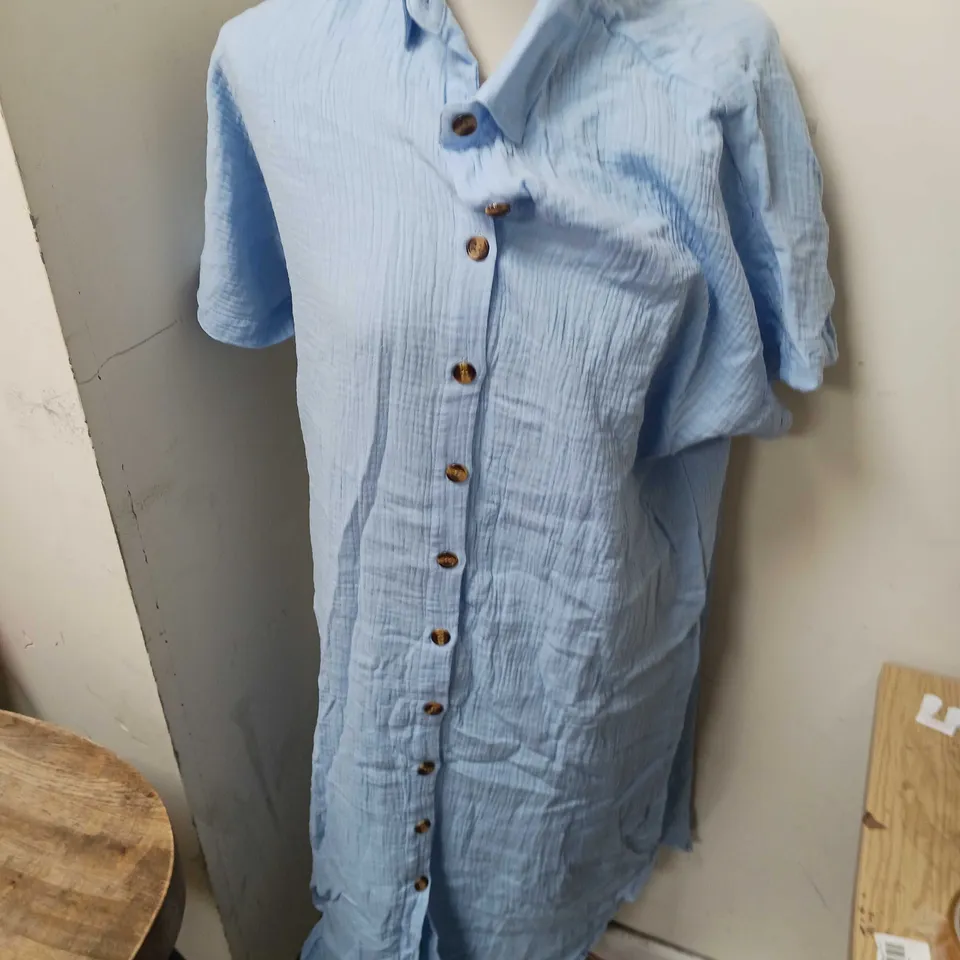 UNIPUBO WOMENS BUTTON THROUGH BEACH COVER UP BLUE SIZE L 34 X 24