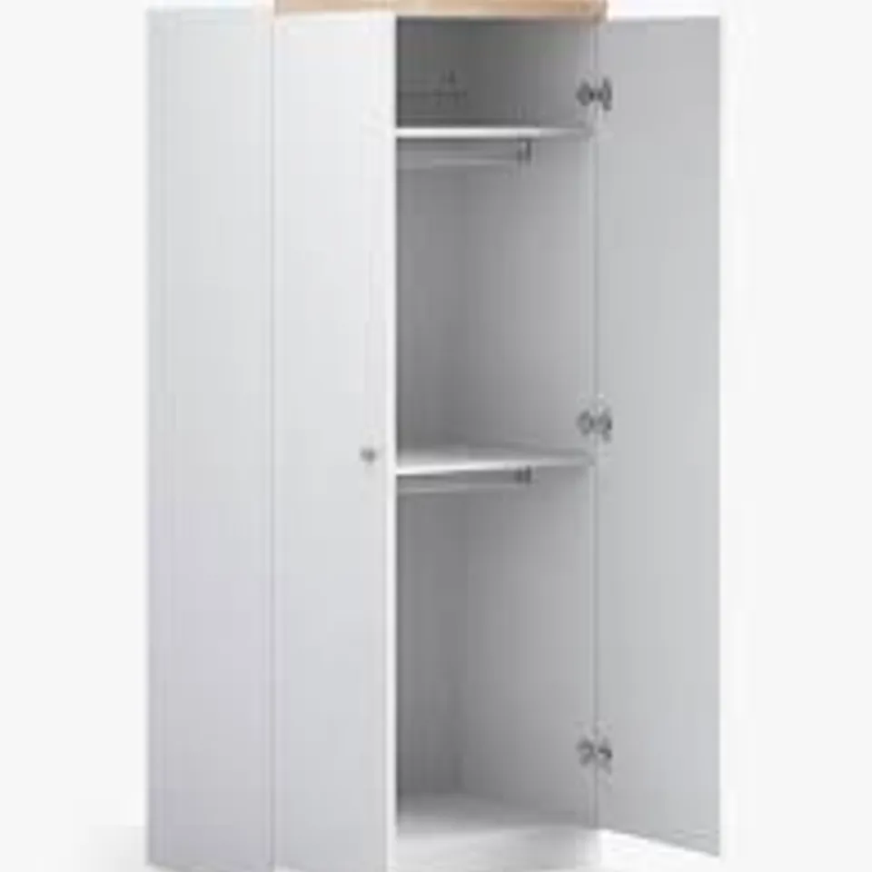 BOXED LITTLE ACORNS BURLINGTON 2-DOOR WARDROBE - WHITE/OAK (3 BOXES)