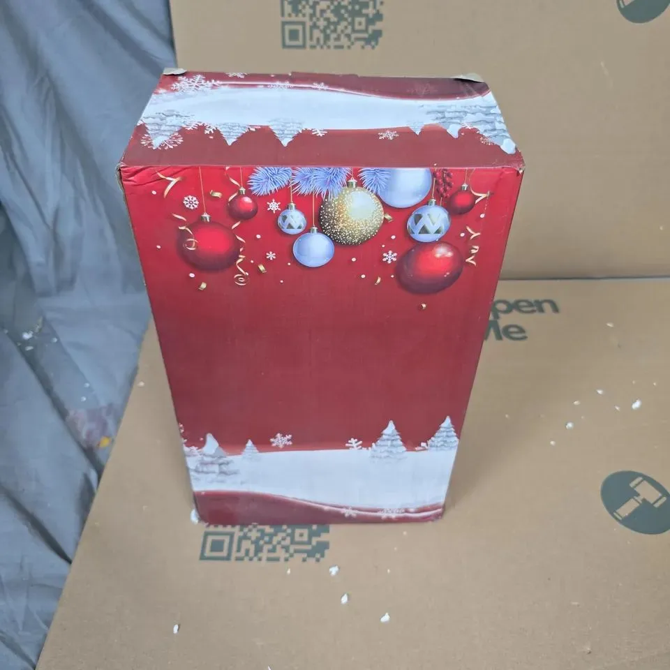 RED CHRISTMAS LANTERN WITH SANTA, TREE & GLITTER SCENE