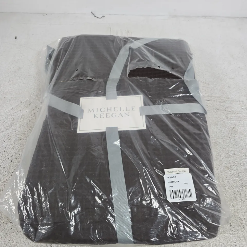 MICHELLE KEEGAN CHUNKY WAFFLE DUVET SET - CHOCOLATE - KING