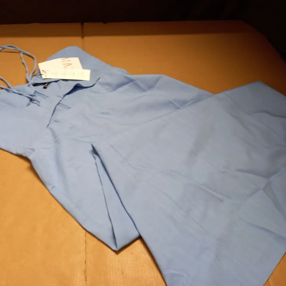 ZARA BLUE TIE NECK DRESS - M